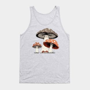 Flat Graphic of Gray and Red Mushrooms Tank Top